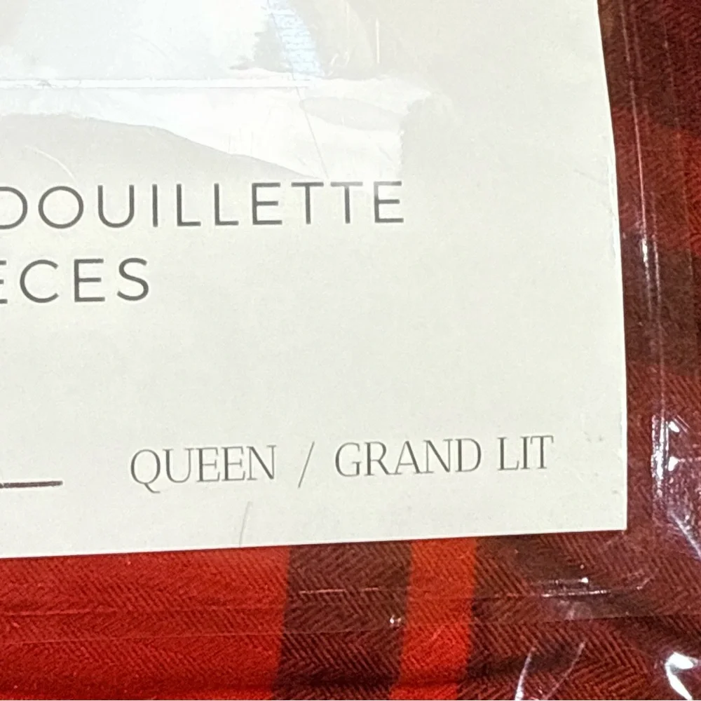 Silver Pines Queen 5pc Comforter Set Red Buffalo Plaid Sherpa Reversible NEW